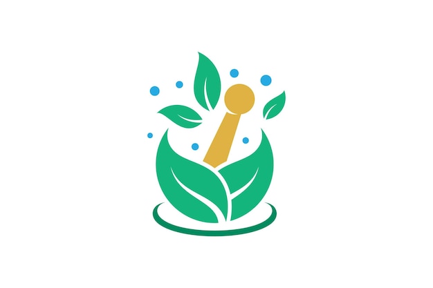 Plantilla de logotipo de diseño de farmacia y hoja natural