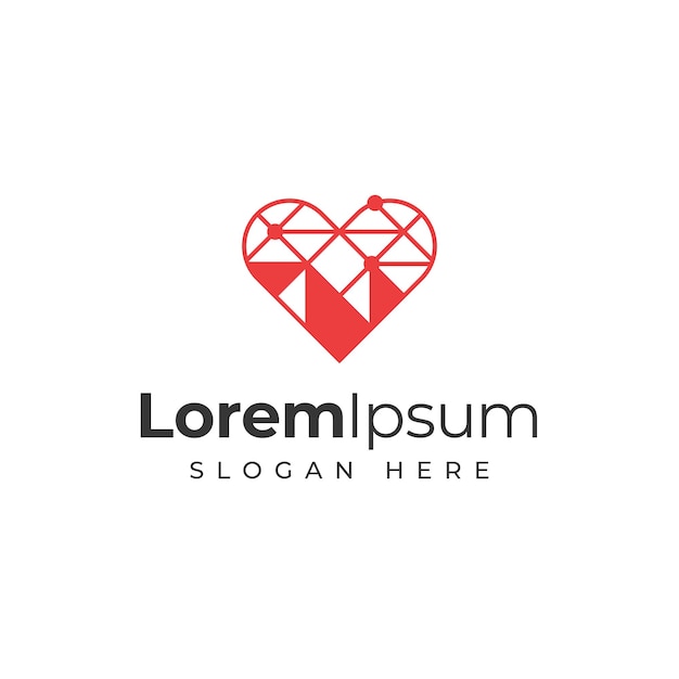 La plantilla de logotipo de diseño geométrico de heart love