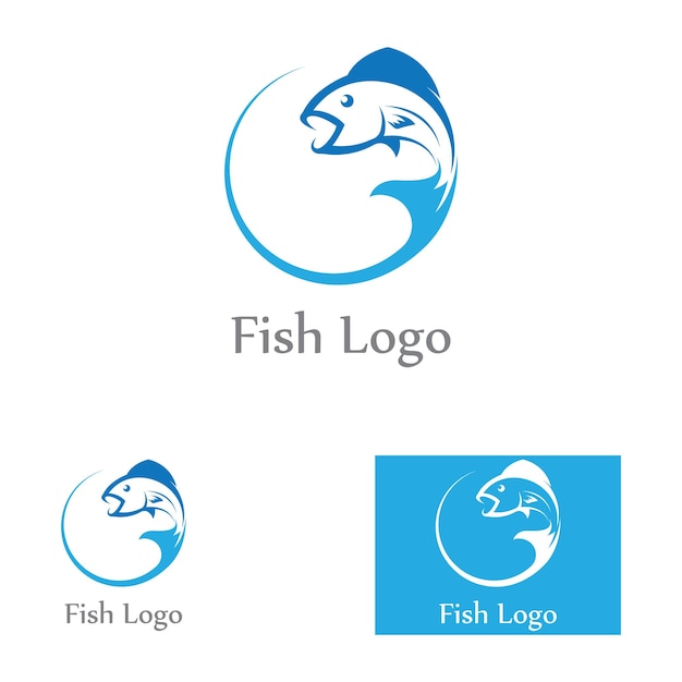 Plantilla de logotipo de diseño de icono abstracto de pescadosímbolo vectorial creativo de club de pesca o tienda en línea