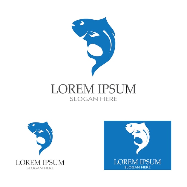 Plantilla de logotipo de diseño de icono abstracto de pescadoSímbolo vectorial creativo de club de pesca o tienda en línea