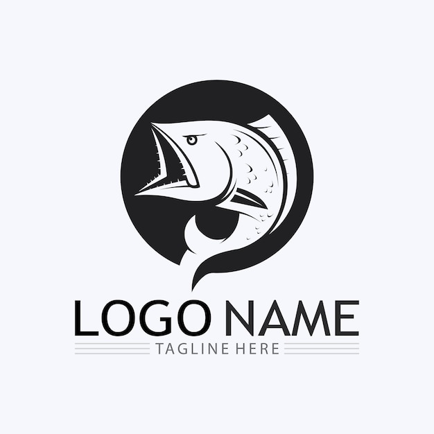 Plantilla de logotipo de diseño de icono abstracto de pescadoSímbolo vectorial creativo de club de pesca o tienda en línea