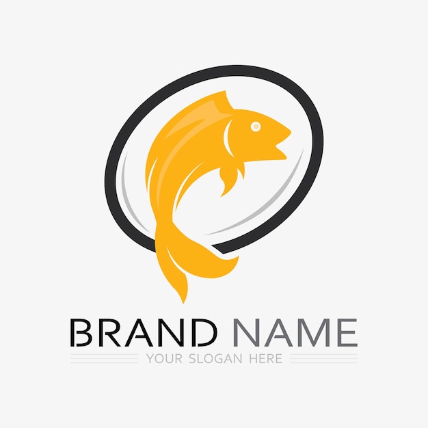 Plantilla de logotipo de diseño de icono abstracto de pescadoSímbolo vectorial creativo de club de pesca o tienda en línea