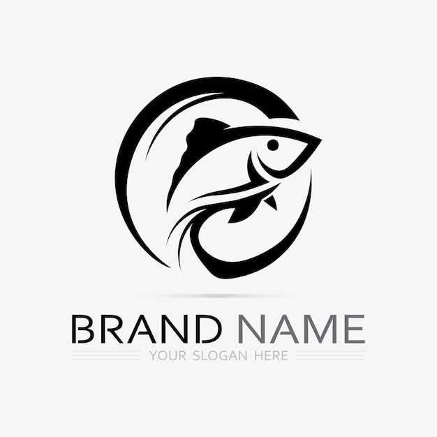 Plantilla de logotipo de diseño de icono abstracto de pescadoSímbolo vectorial creativo de club de pesca o tienda en línea