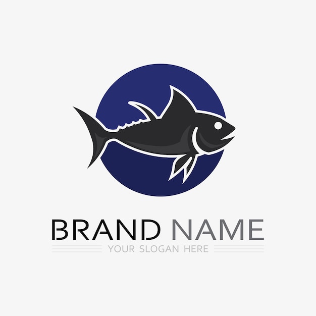Plantilla de logotipo de diseño de icono abstracto de pescadoSímbolo vectorial creativo de club de pesca o tienda en línea