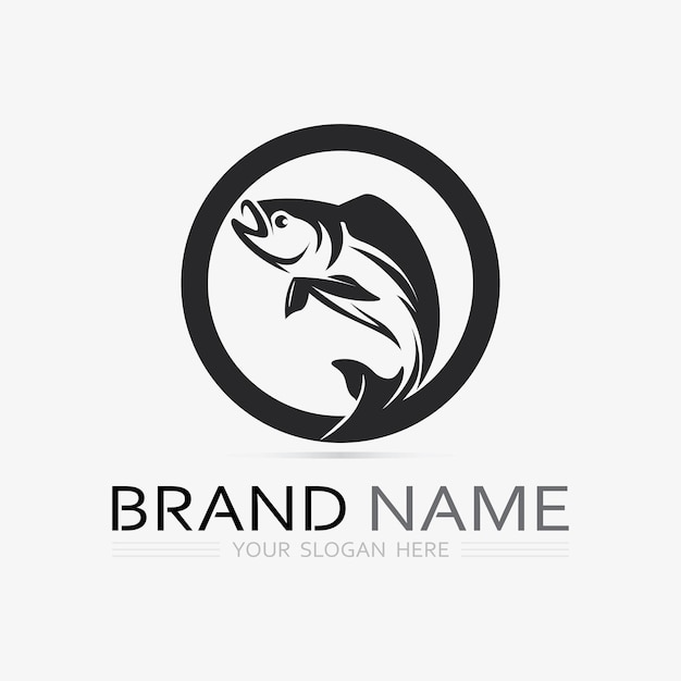 Plantilla de logotipo de diseño de icono abstracto de pescadoSímbolo vectorial creativo de club de pesca o tienda en línea
