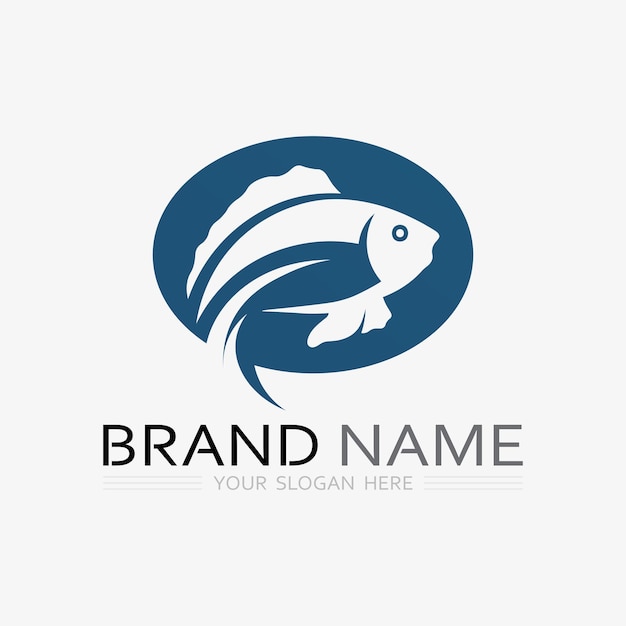 Plantilla de logotipo de diseño de icono abstracto de pescadoSímbolo vectorial creativo de club de pesca o tienda en línea