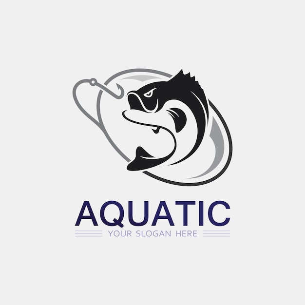Plantilla de logotipo de diseño de icono abstracto de pescadoSímbolo vectorial creativo de club de pesca o tienda en línea