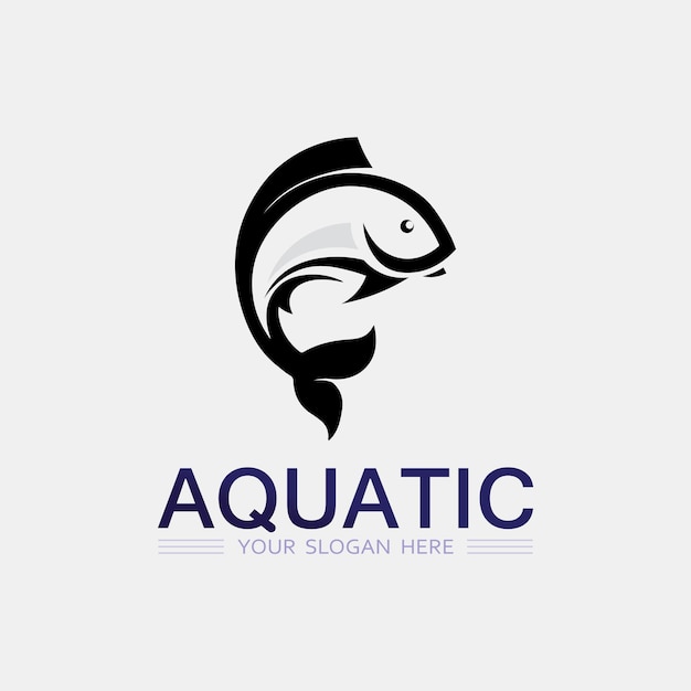 Plantilla de logotipo de diseño de icono abstracto de pescadoSímbolo vectorial creativo de club de pesca o tienda en línea
