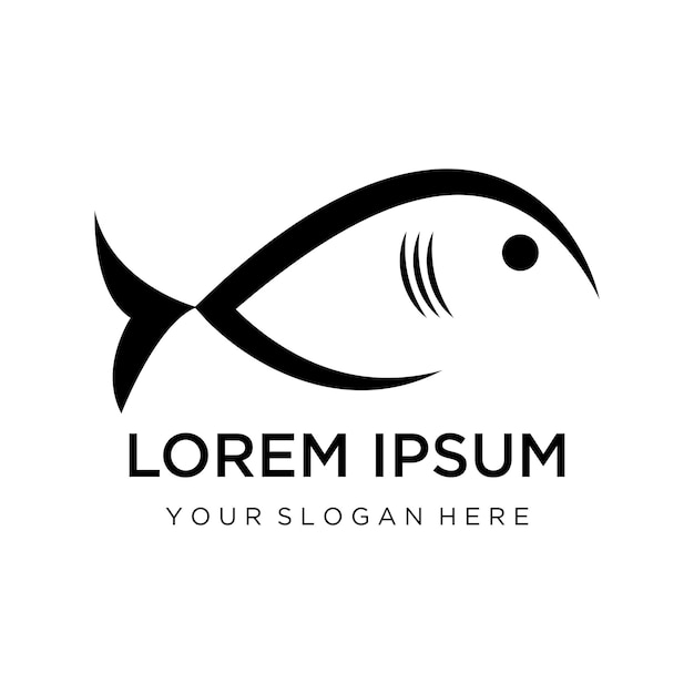 Plantilla de logotipo de diseño de icono abstracto de pescadoSímbolo vectorial creativo de club de pesca o tienda en línea