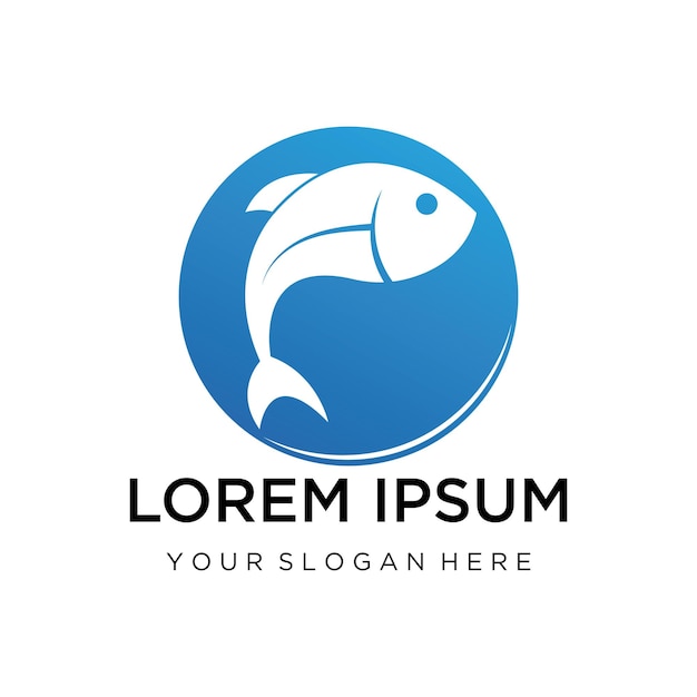 Plantilla de logotipo de diseño de icono abstracto de pescadoSímbolo vectorial creativo de club de pesca o tienda en línea