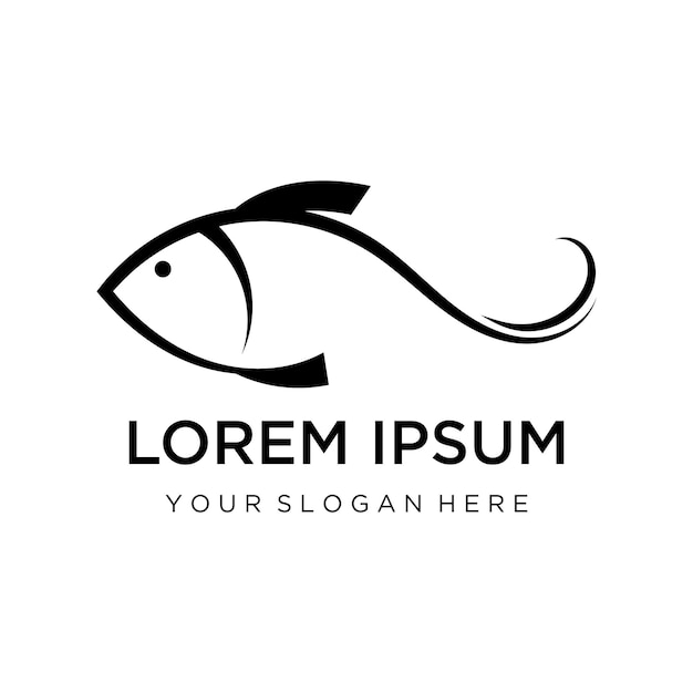 Plantilla de logotipo de diseño de icono abstracto de pescadoSímbolo vectorial creativo de club de pesca o tienda en línea