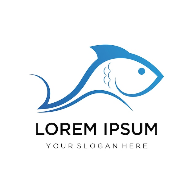 Plantilla de logotipo de diseño de icono abstracto de pescadoSímbolo vectorial creativo de club de pesca o tienda en línea