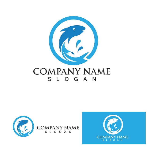 Plantilla de logotipo de diseño de icono abstracto de pescadoSímbolo vectorial creativo de club de pesca o tienda en línea