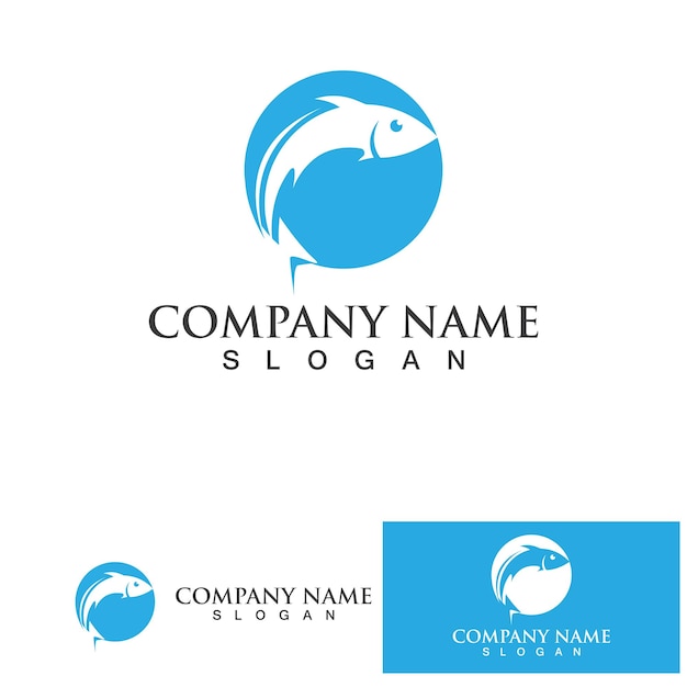 Plantilla de logotipo de diseño de icono abstracto de pescadoSímbolo vectorial creativo de club de pesca o tienda en línea
