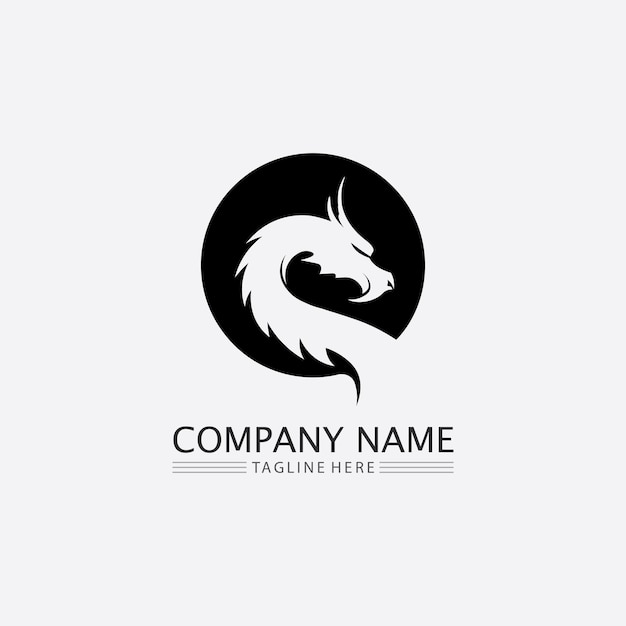 Plantilla de logotipo de diseño de ilustración de fantasía animal de icono de vector de dragón