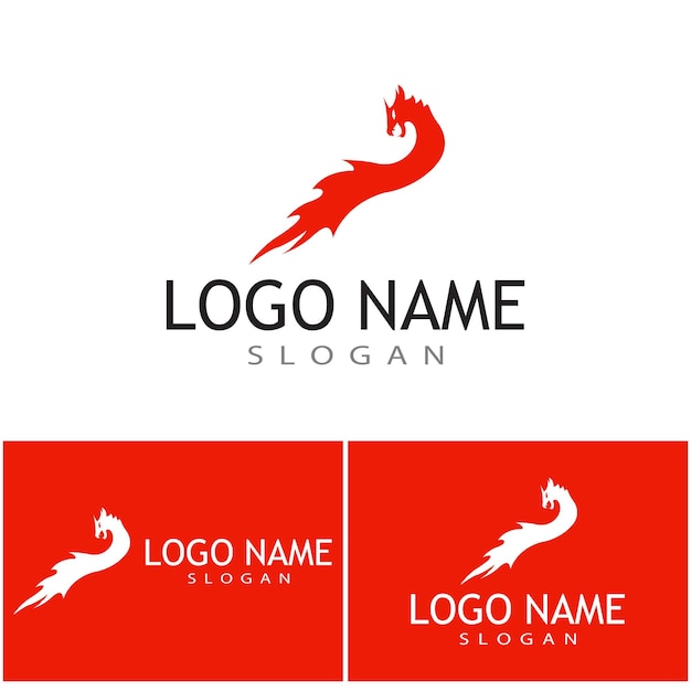 Plantilla de logotipo de diseño de ilustración de icono de vector de dragón