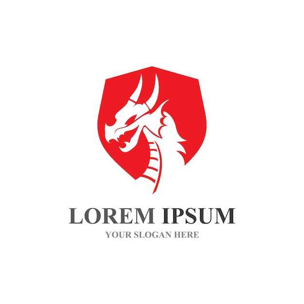 Plantilla de logotipo de diseño de ilustración de icono de vector de dragón