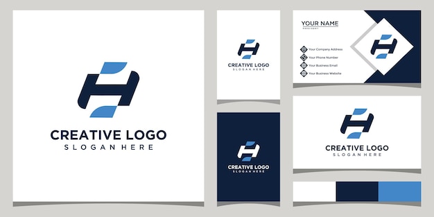 plantilla de logotipo de diseño de letras H y F minimalista con diseño de tarjeta de visita