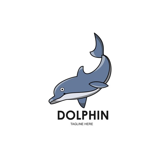 Plantilla de logotipo de diseño de personaje de mascota de delfín