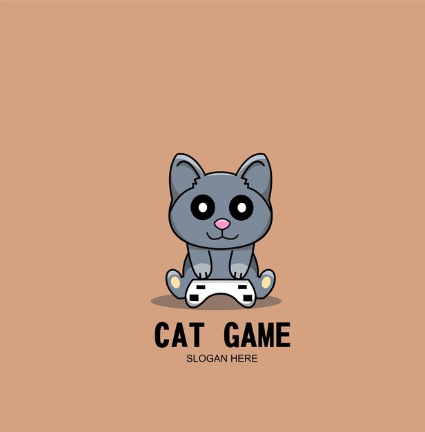 Plantilla de logotipo de diseño de personaje de mascota de gato