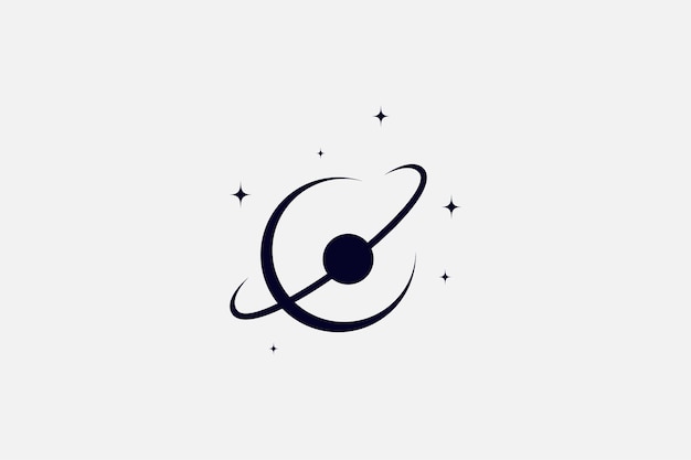 Plantilla de logotipo de diseño planetario con anillo orbital