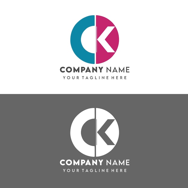 plantilla de logotipo de diseño plano vectorial kc o ck