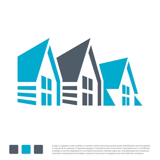 Vector plantilla de logotipo de diseño de tres casas