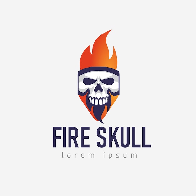 Vector plantilla de logotipo de diseño de vector de logotipo de calavera de fuego