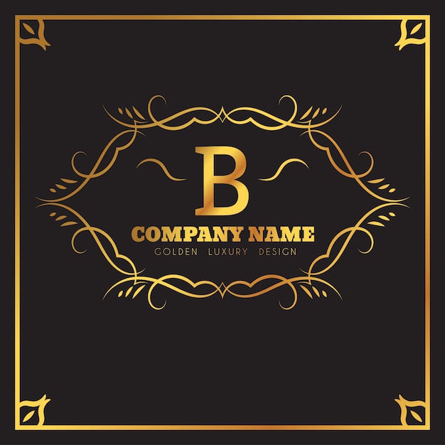 Plantilla de logotipo dorado. Emblema de la letra del monograma B.
