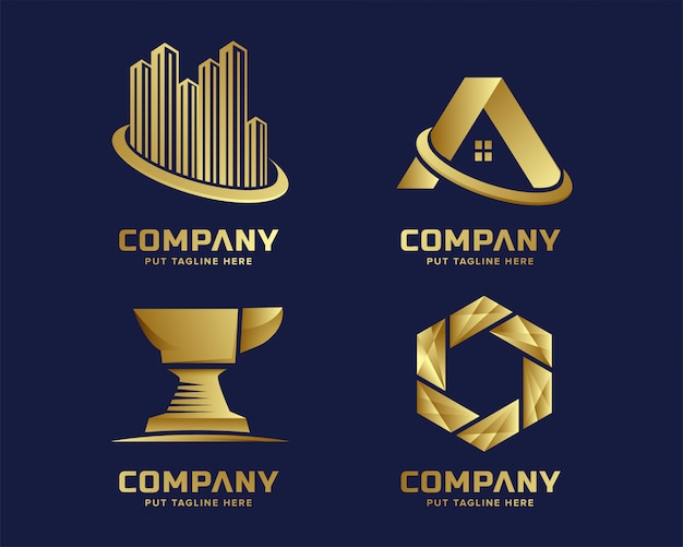 Plantilla de logotipo dorado de negocios modernos