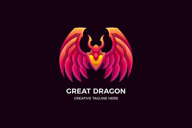 La plantilla de logotipo Dragon Gradient 3D