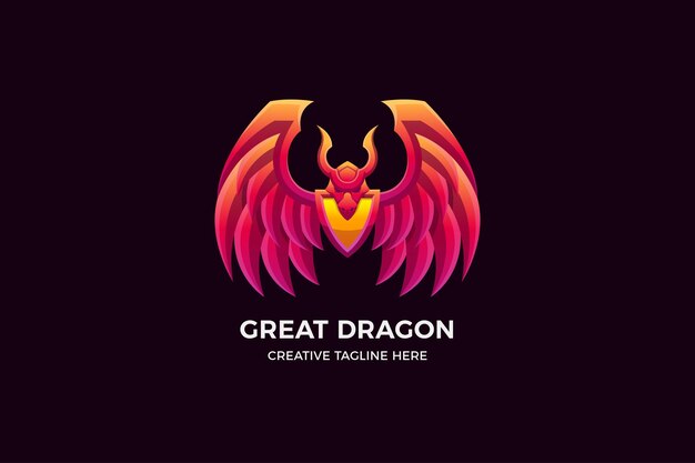 La plantilla de logotipo dragon gradient 3d