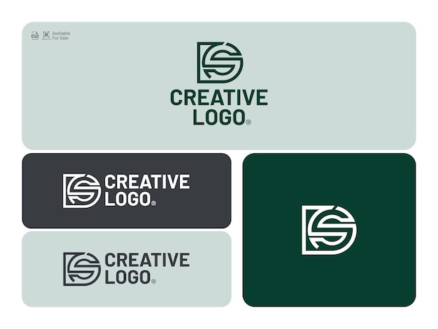 plantilla de logotipo DS de diseño plano