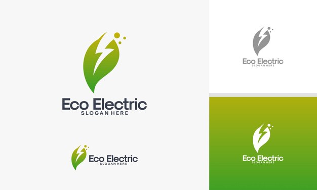 Plantilla de logotipo Eco Electricity, vector de diseños de logotipo Nature Electricity