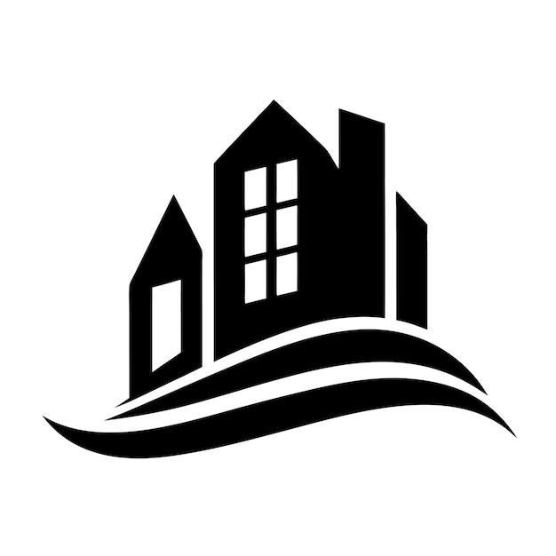 plantilla de logotipo de edificio inmobiliario de silueta abstracta