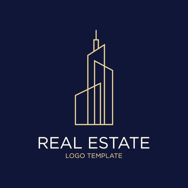 Plantilla de logotipo de edificio de rascacielos de Skyline de bienes raíces
