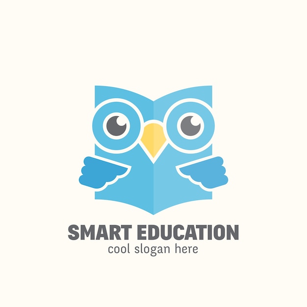 Plantilla de logotipo de educación inteligente. Emblema de aprendizaje.