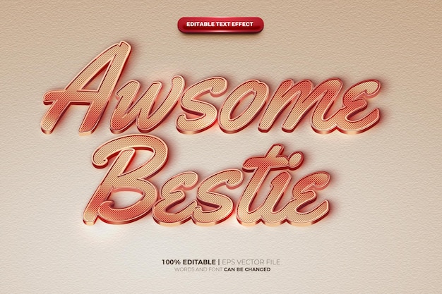 Vector plantilla de logotipo de efecto de texto editable de rose gold bestie