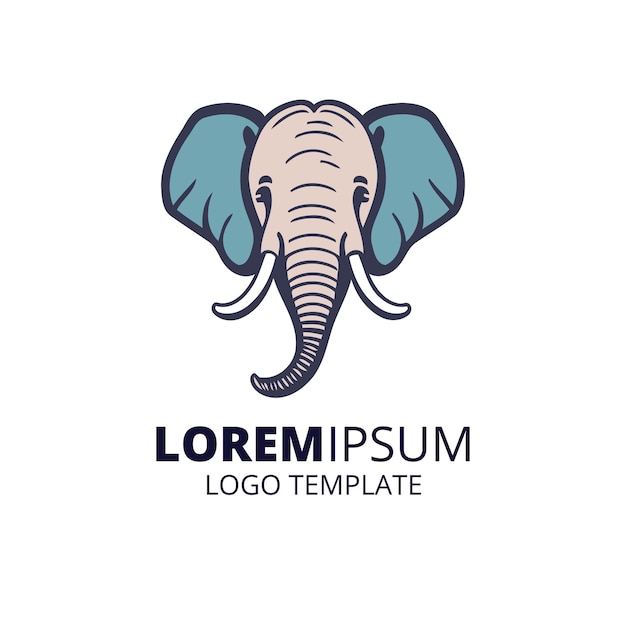 Vector plantilla de logotipo de elefante cabeza de logotipo de animal mínimo ilustración vectorial
