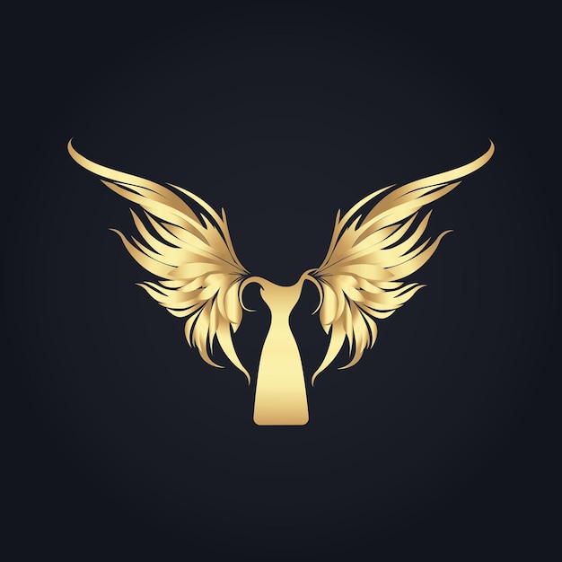 La plantilla de logotipo elegante de Golden Angel Wings Apparel