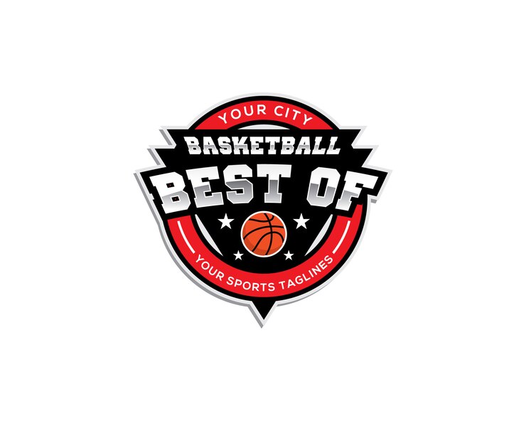 Plantilla de logotipo emblema de Basketbal con lo mejor de texto