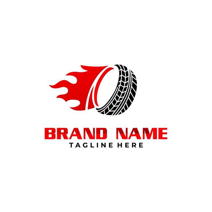Vector plantilla del logotipo del emblema de las carreras de llamas de ruedas de automóviles aislada en fondo blanco ilustración vectorial