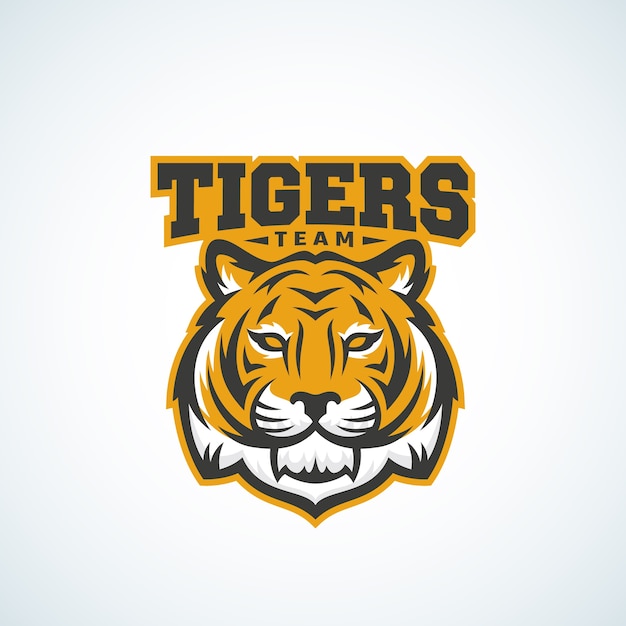 Plantilla de logotipo, emblema o signo de vector abstracto de Tiger Team