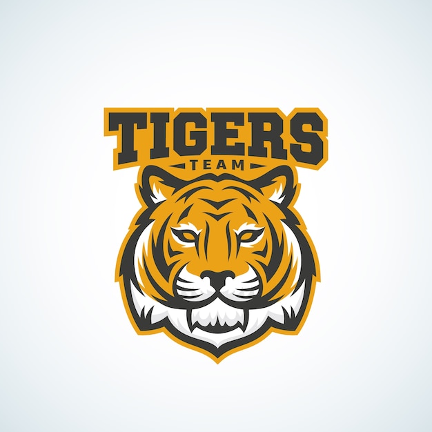 Plantilla de logotipo, emblema o signo de vector abstracto de tiger team