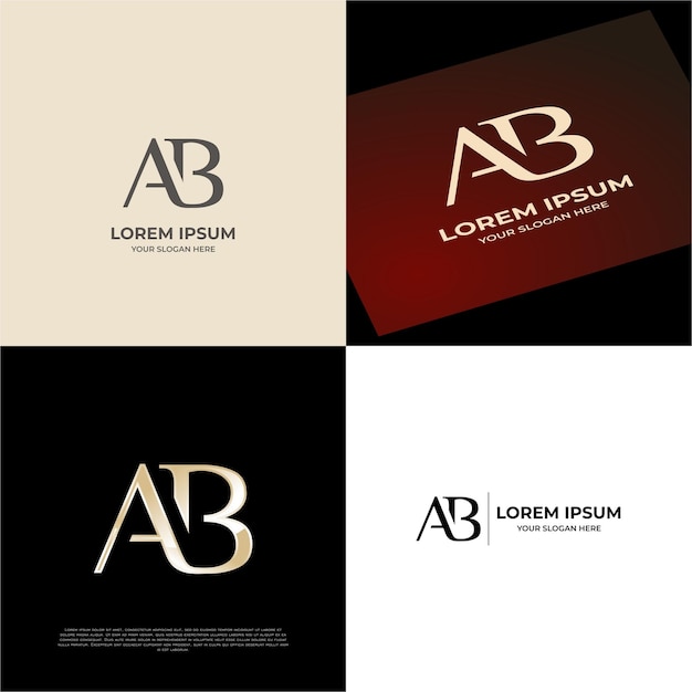 Plantilla de logotipo de emblema de tipografía moderna inicial AB para empresas