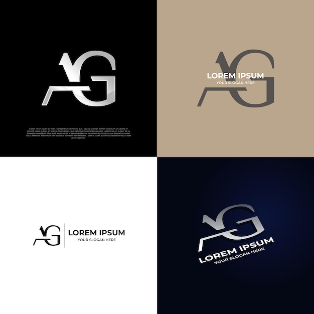 Plantilla de logotipo de emblema de tipografía moderna inicial AG para empresas