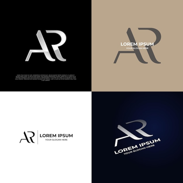 Plantilla de logotipo de emblema de tipografía moderna inicial AR para empresas