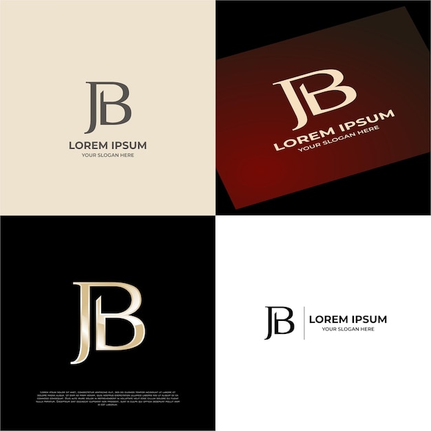 plantilla de logotipo del emblema de tipografía moderna inicial de JB para negocios