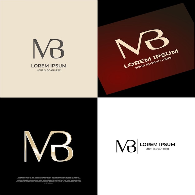 Plantilla de logotipo del emblema de tipografía moderna inicial de MB para negocios