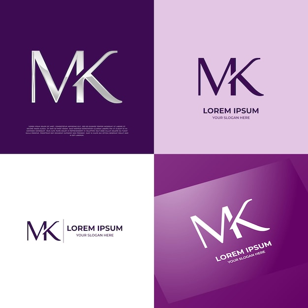 Plantilla de logotipo del emblema de tipografía moderna inicial MK para negocios